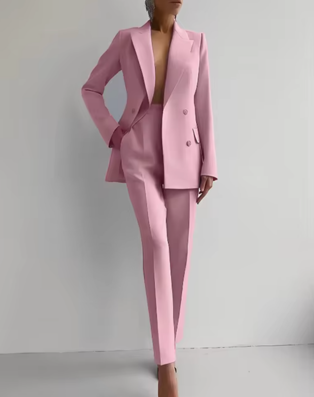 Klassieke Damesset met Blazer en Hoog Taillebroek