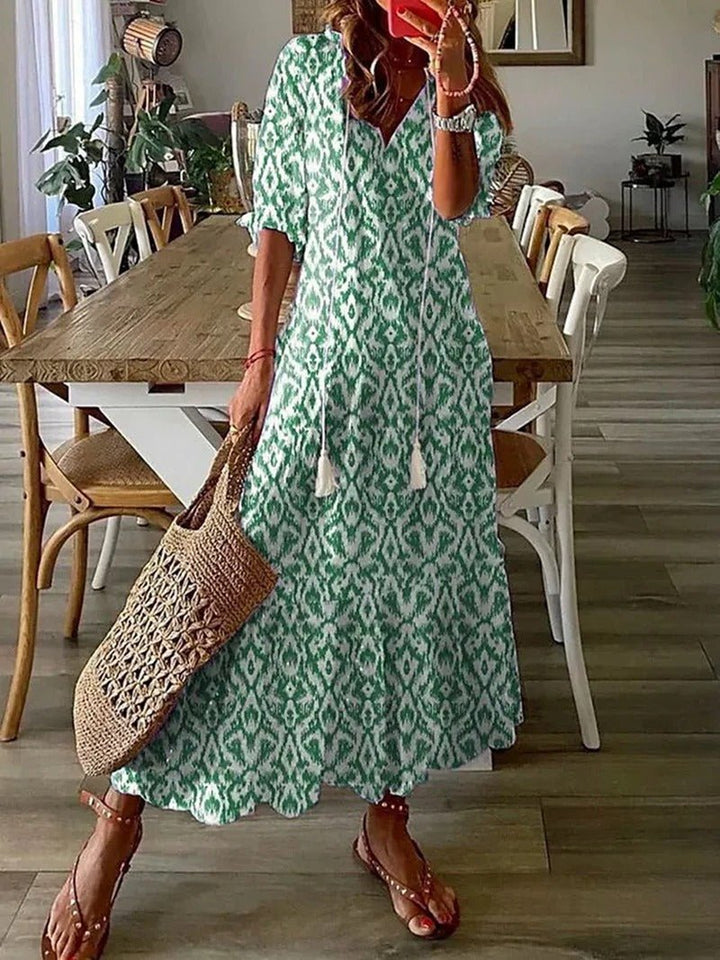 Lange boho jurk met bloemenprint voor zonnige dagen