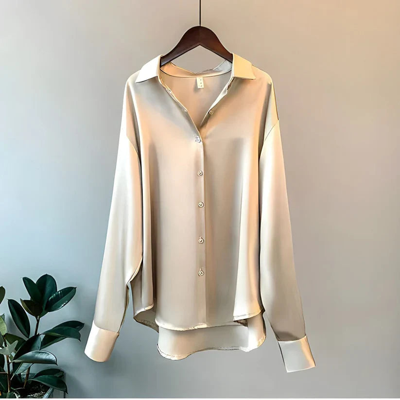 Damesblouse met lange mouwen en knoopsluiting geschikt voor dagelijks en zakelijk gebruik