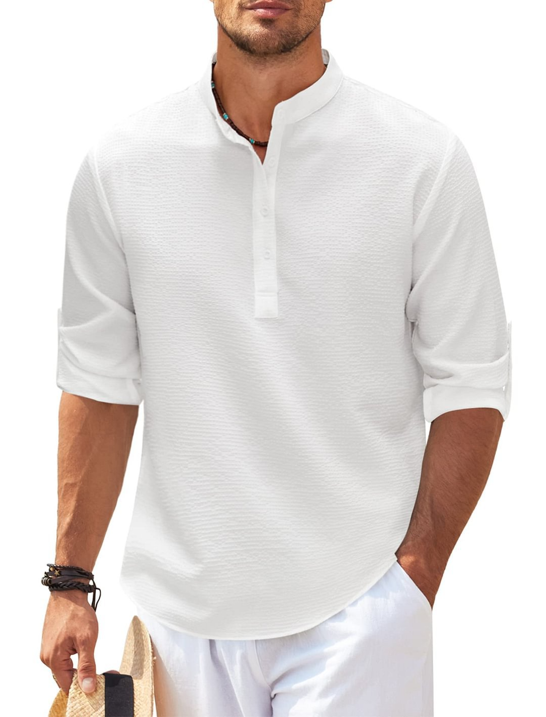 Zomerse herenshirt met halve knoopsluiting en nonchalant uitstraling