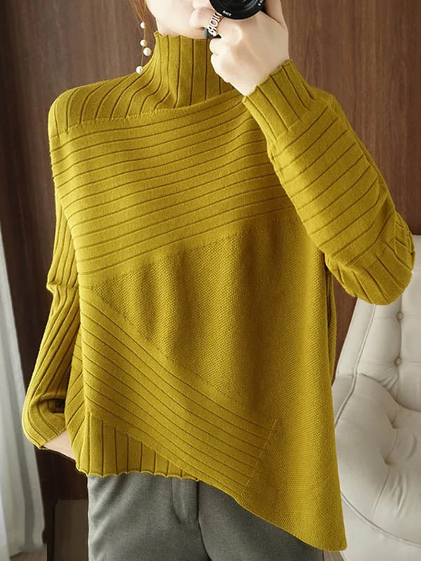 Oversized Top met Hoge Kraag en Lange Mouwen - Trendy en Uniek