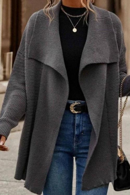 Sweater Coat met Schouderkraag en Loose Fit voor een Moeiteloze Stijl