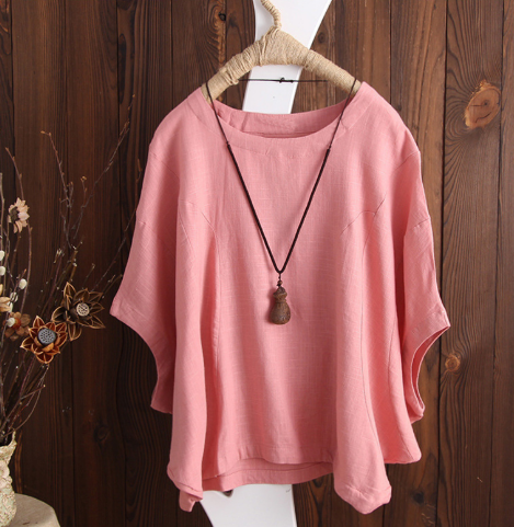 Anna - Effen blouse met korte mouwen en ronde hals