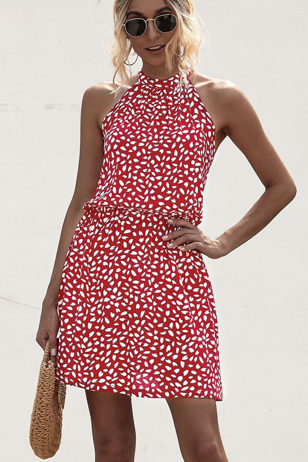 Virginia - Stippenprint Halter Hals Casual Jurk