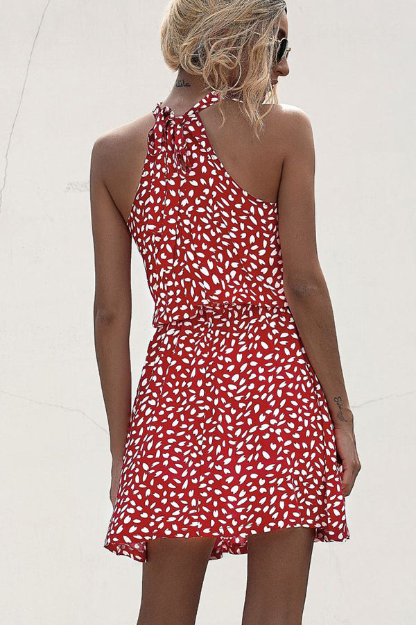 Virginia - Stippenprint Halter Hals Casual Jurk