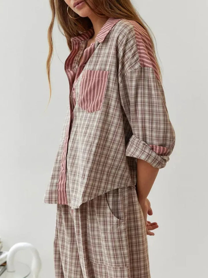 Dames tweedelig pyjama set met geruit patroon