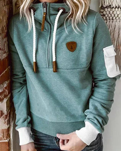 Casual hoodie met capuchon en praktische ritssluiting