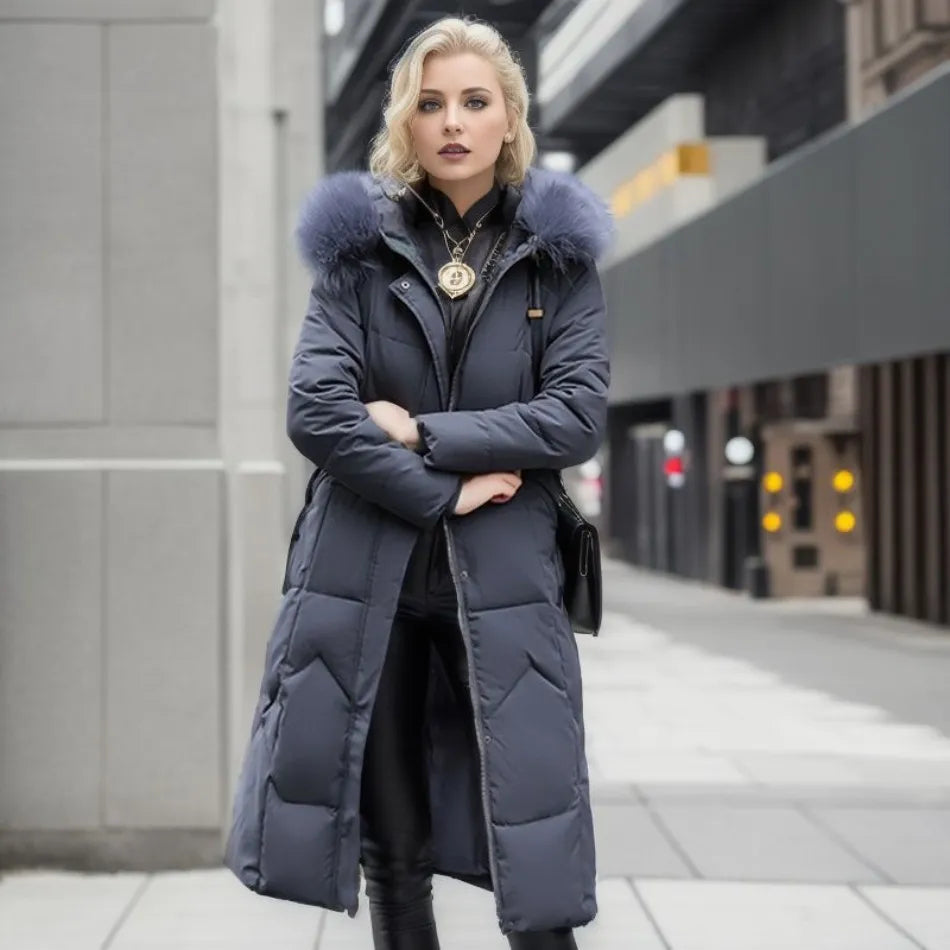 Lange Dames Winterjas met Exquisite Capuchon Ontwerp