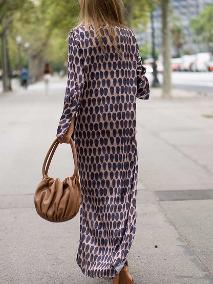 Chloé dames losvallende casual lange jurk met diepe V-hals