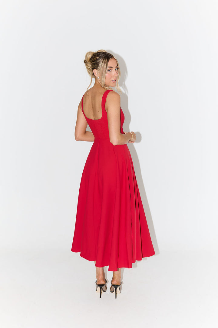 Elegante midi jurk voor dames met tijdloos en verfijnd ontwerp