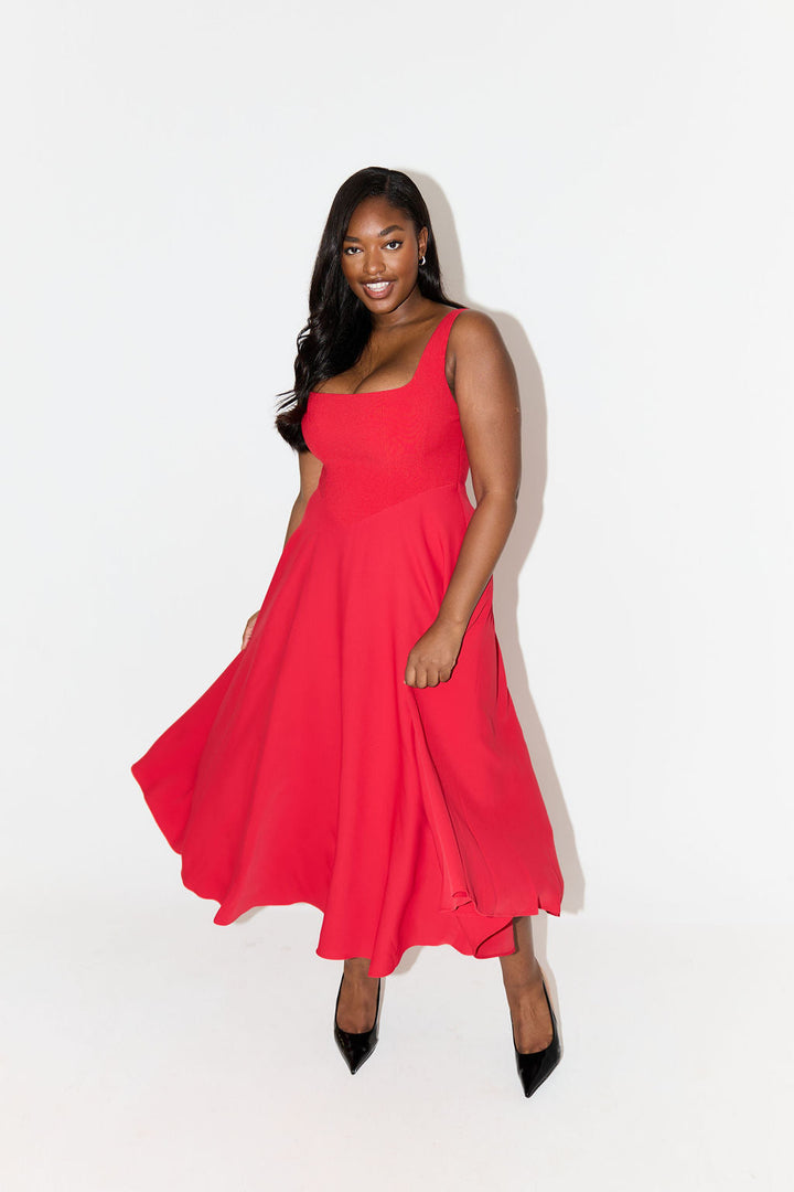 Elegante midi jurk voor dames met tijdloos en verfijnd ontwerp