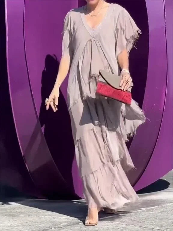 Sandra - Elegante V-hals maxi jurk