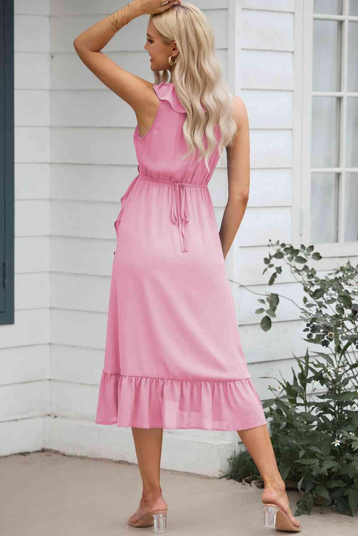 Mia - Mouwloze midi-jurk met ruches