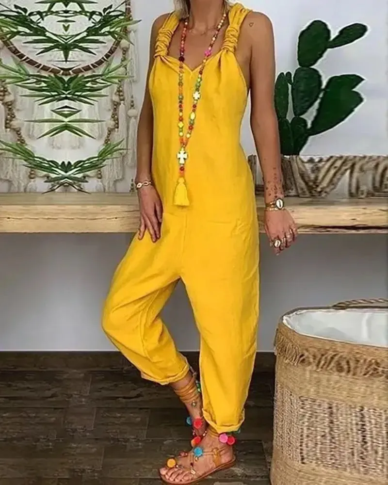 Olivia - Relaxte fit jumpsuit met strikdetail