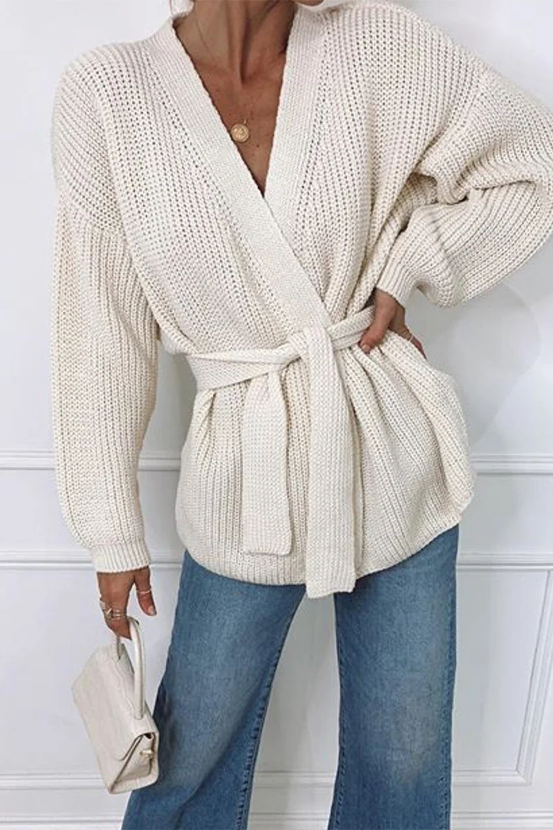 Victoria Casual Effen Bandage V-Hals Cardigan – Chic & Comfortabel