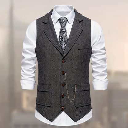 Lincoln Retro Gilet Klassiek Herringbone Patroon voor Heren