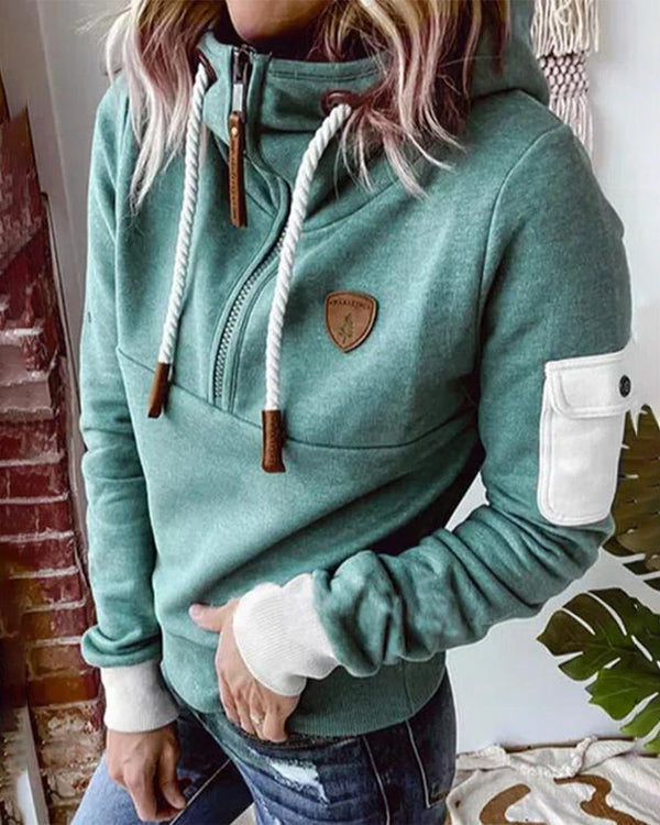 Casual hoodie met capuchon en praktische ritssluiting