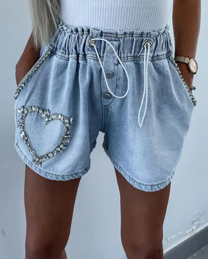 Shorts met strass hart