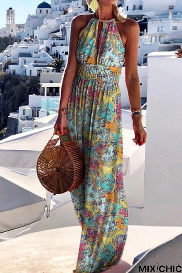Maxi-jurk "Think I'm In Love" met kleurrijke print