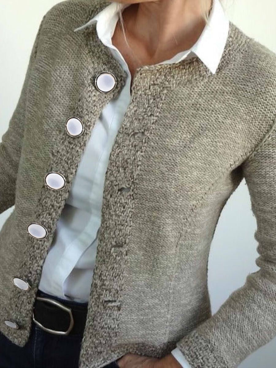 Stijlvolle Lange Mouwen Knopen Cardigan voor Dames - Modevolle Cardigan met Voor Knopen