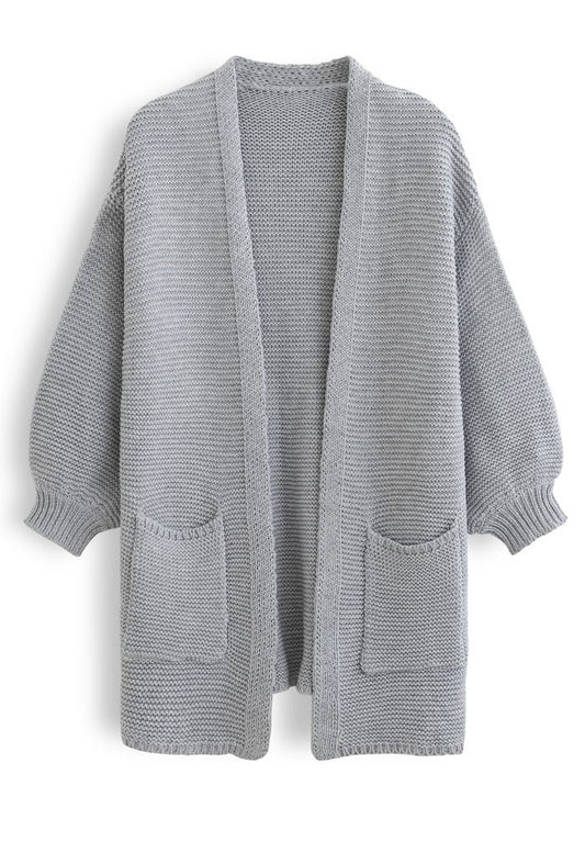 Open Front Cardigan met Zakken in Stijlvol Grijs - Perfect voor Laagjes