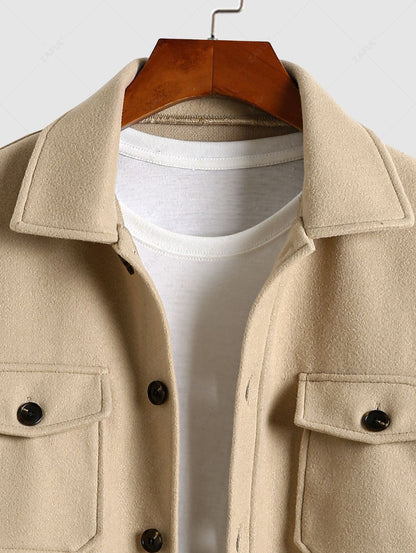 Effen Dubbelgeknoopt Coat met Zakontwerp - Licht Beige