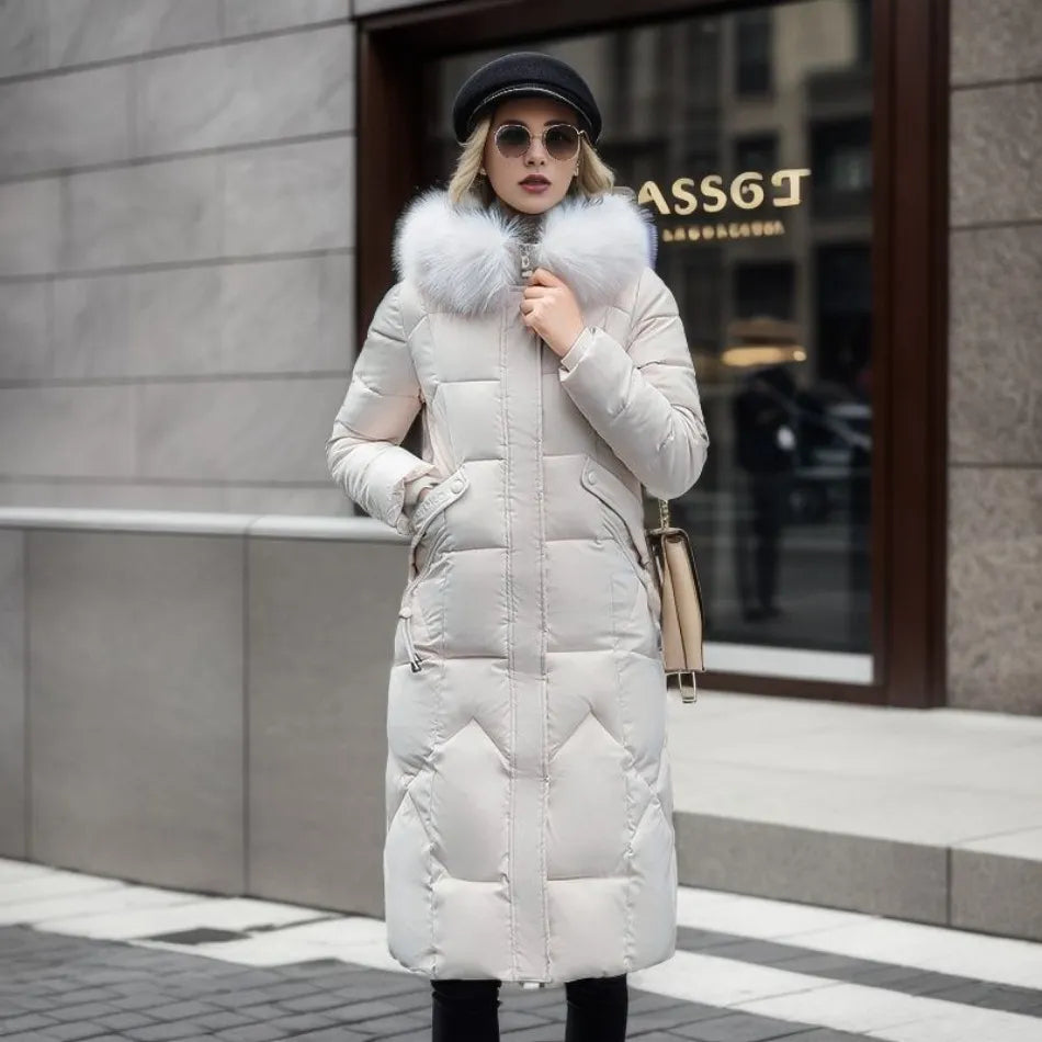 Lange Dames Winterjas met Exquisite Capuchon Ontwerp