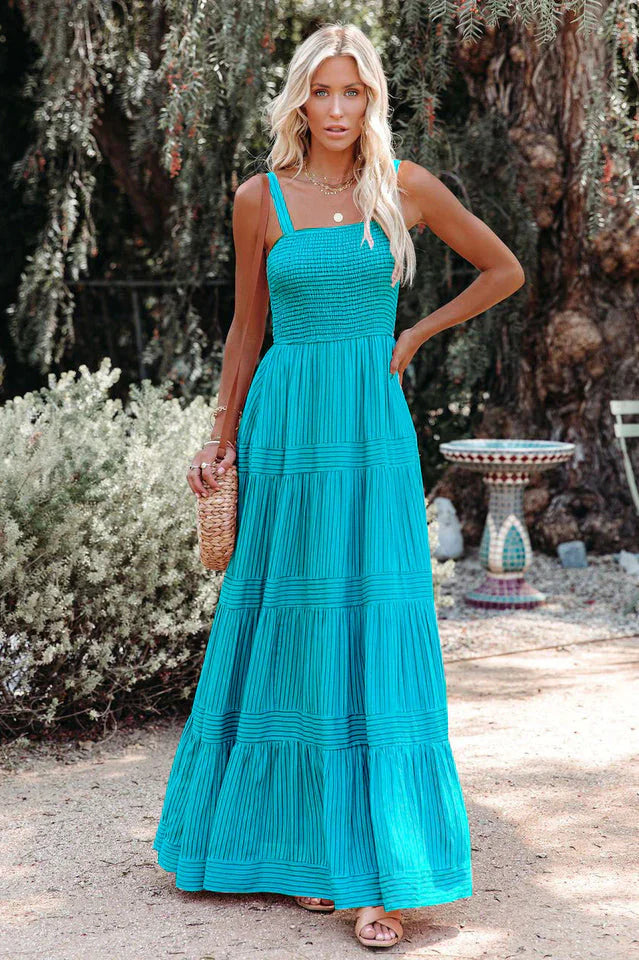 Noelia - Boho Swing geplooide maxi jurk