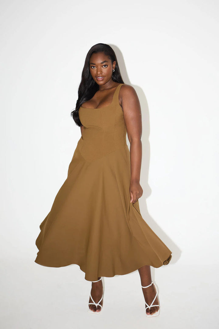 Elegante midi jurk voor dames met tijdloos en verfijnd ontwerp