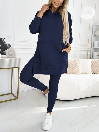 Dames Tweedelige Set met Trendy Hoodie en Comfortabele Gevoerde Leggings