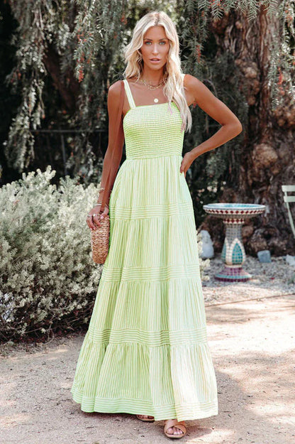 Noelia - Boho Swing geplooide maxi jurk