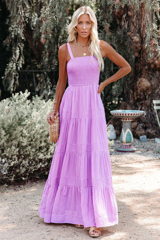 Noelia - Boho Swing geplooide maxi jurk