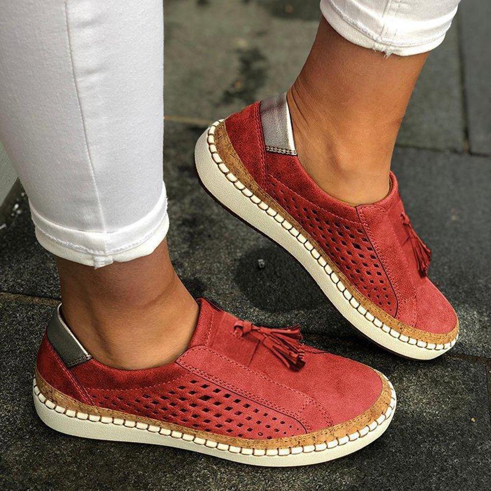 Brenda - Casual damesloafers met uitgeholde franjes