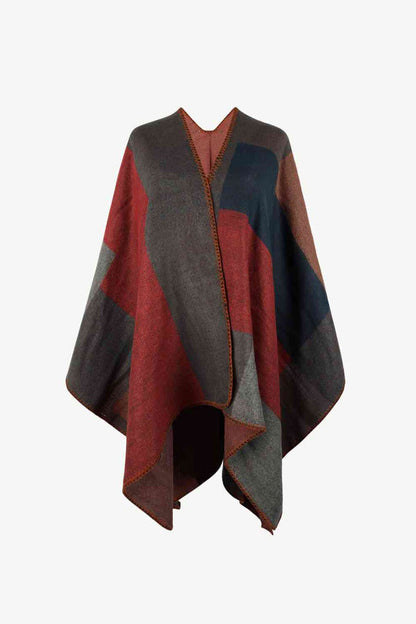 Stijlvolle poncho met kleurblokken en losse pasvorm