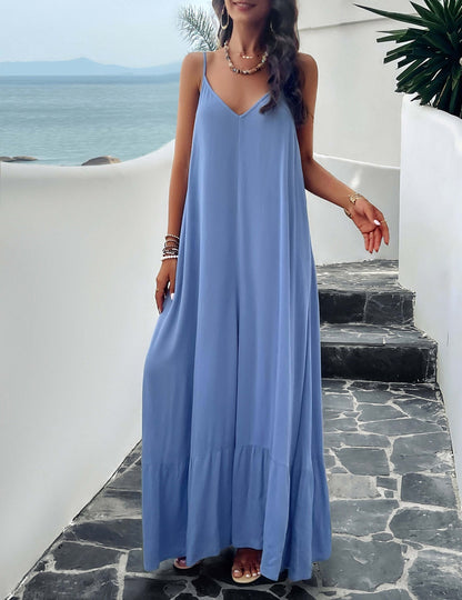 Olivian Maxi-jurk met Zakken – Blauw