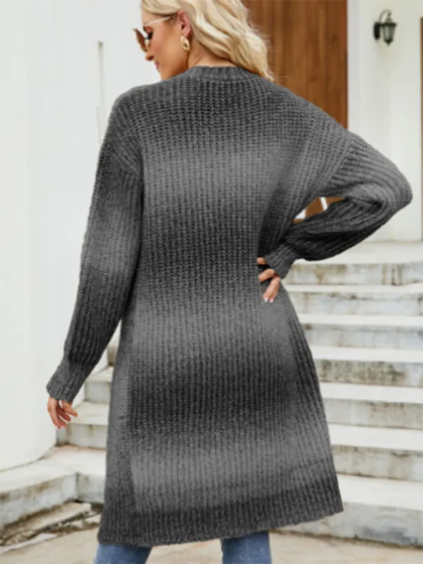 Vrouwelijke Gebreide Gradient Cardigan met Verlaagde Mouwen – Stijlvolle en Comfortabele Mode