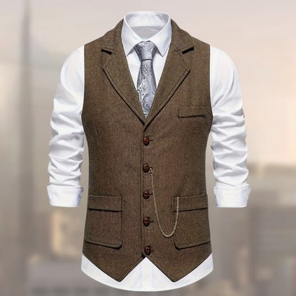 Lincoln Retro Gilet Klassiek Herringbone Patroon voor Heren