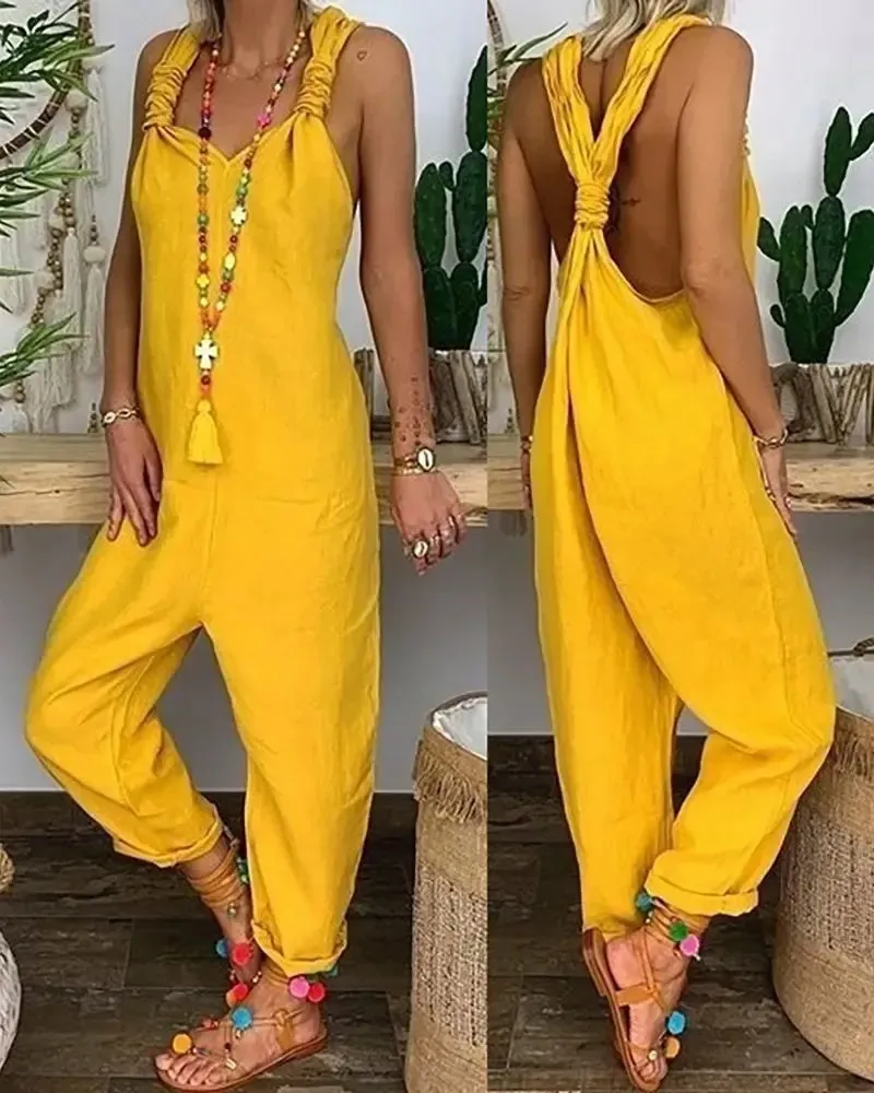 Olivia - Relaxte fit jumpsuit met strikdetail