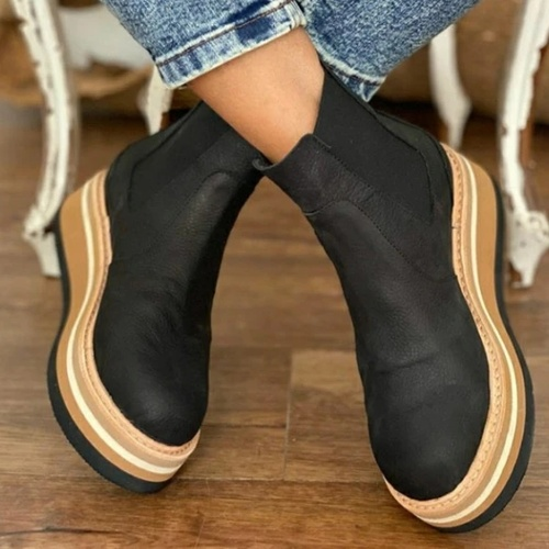 Elastische Instap Wedge Platform Laarzen - Comfort en Stijl in Één