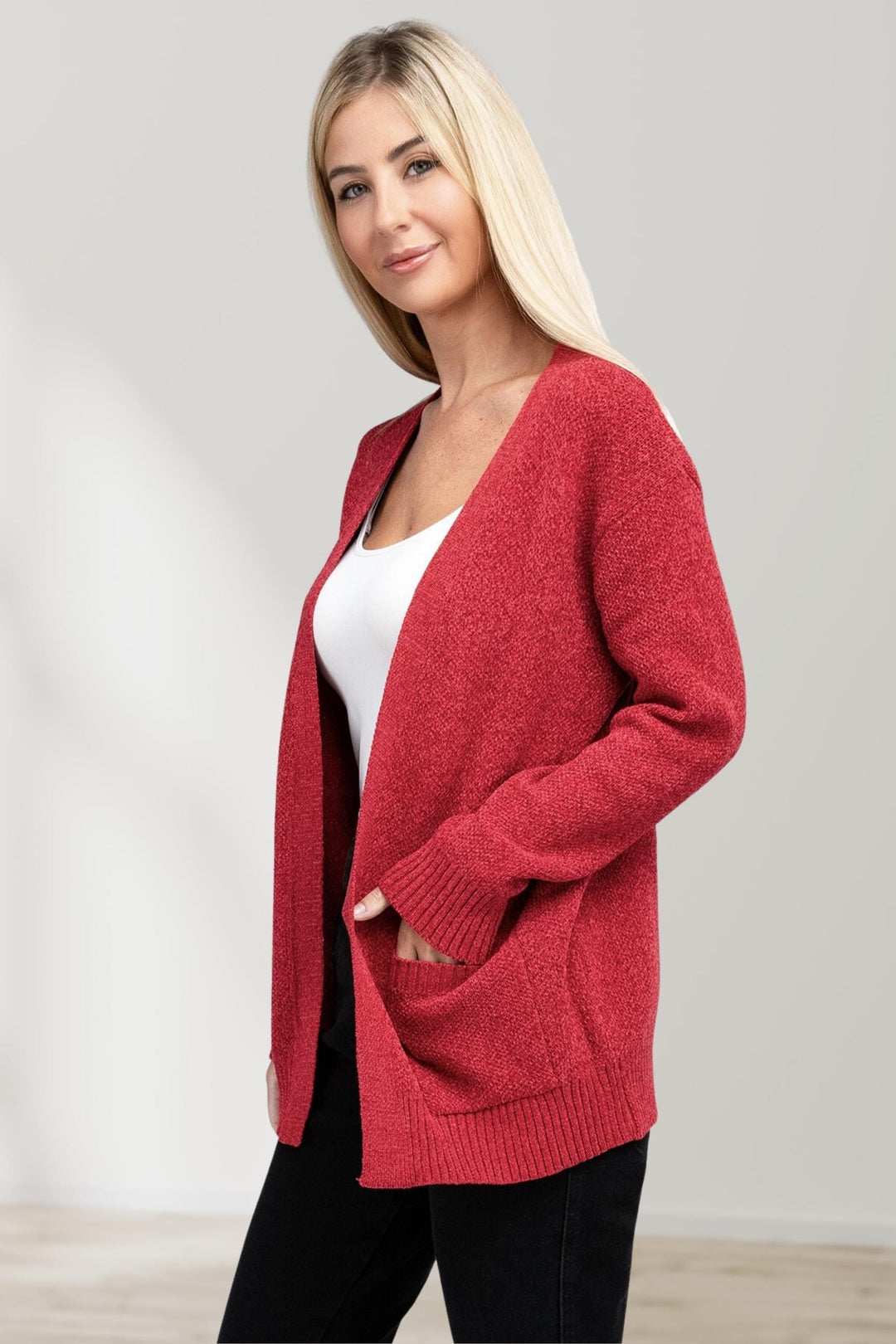 Elegante Cardigan met inkepingskraag en open voorkant