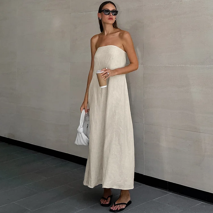 Amanda Vacation Effen Sheath Backless Maxi Jurk – Moeiteloos Elegant