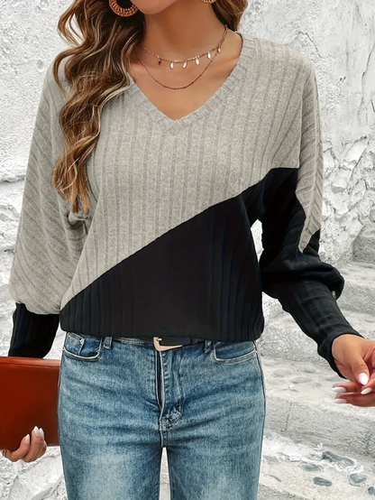 Color Block Top met stijlvolle lantaarnmouwen