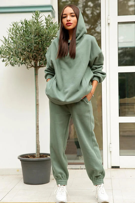 Comfortabele Hoodie en Broek met Elastische Taille en Zakken