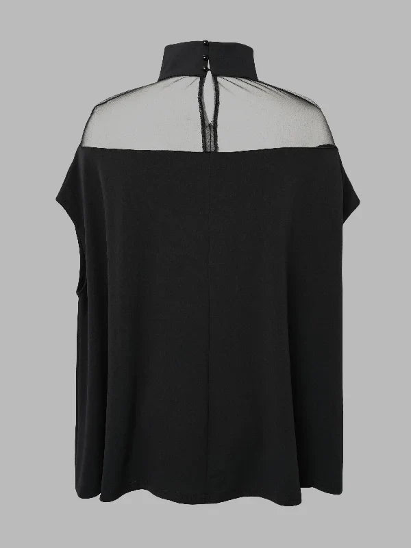 Gwyneth - Transparante blouses met hoge hals en shirts met vleermuismouwen