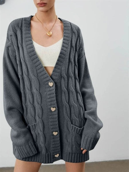 Casual oversized damesvest met hartknopen - Ideaal voor koude dagen