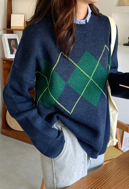 Stijlvolle pullover met vintage argyle-patroon voor herfstdagen