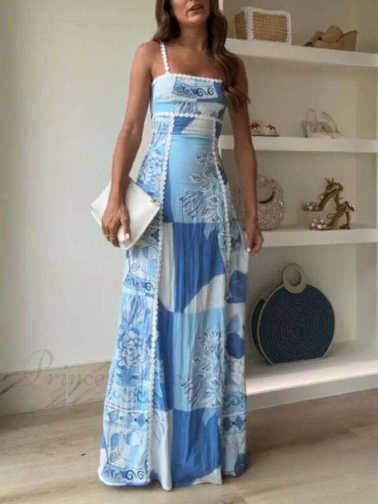 Trendy maxi jurk met sierlijke strik en uitlopende rok