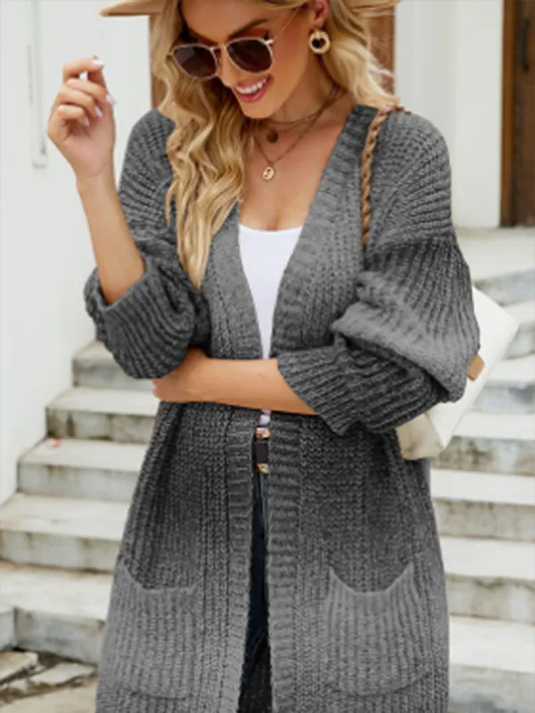 Vrouwelijke Gebreide Gradient Cardigan met Verlaagde Mouwen – Stijlvolle en Comfortabele Mode