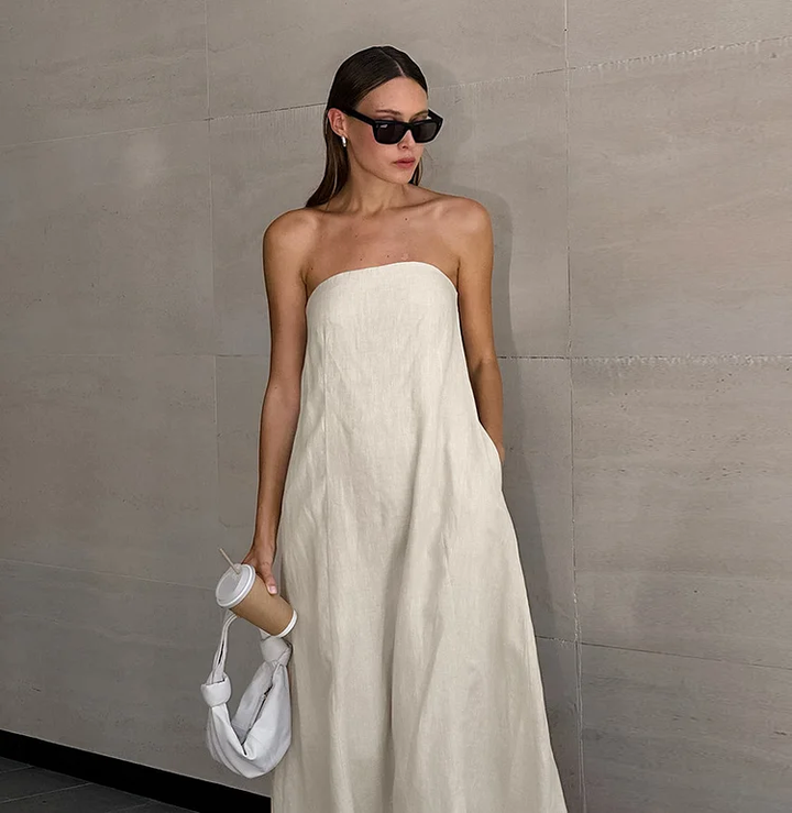 Amanda Vacation Effen Sheath Backless Maxi Jurk – Moeiteloos Elegant