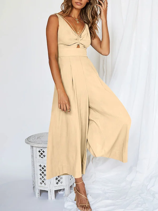 Amanda - V Neck Cutout High-Waist Rompers